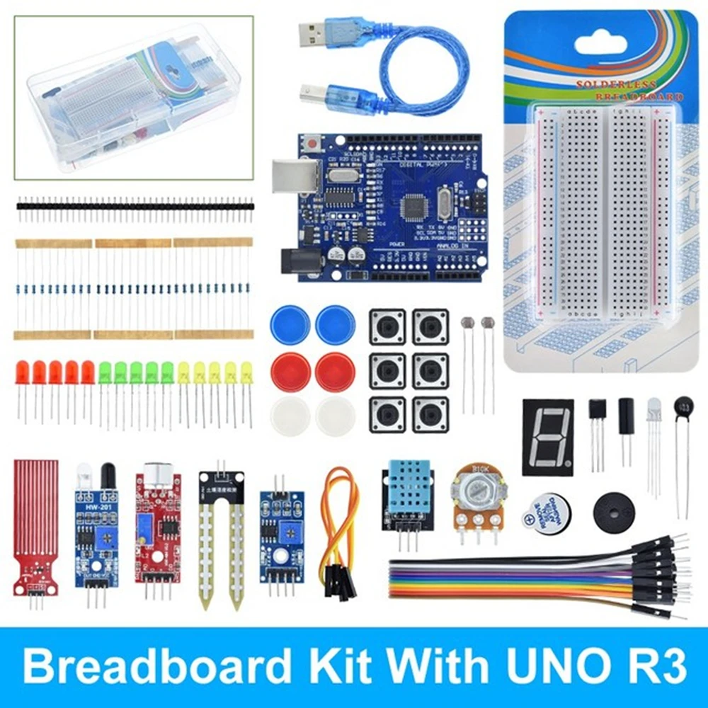 

1 set UNO R3 kit maker 400 hole set switch breadboard sensor obstacle avoidance module LED light