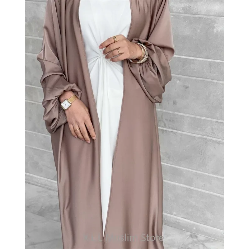 Satin Muslim Fashion Clothes Abayas Dames Dubai Ramadan Dress Jibab Robe Sleeveless And Sleeve Outfit Kaftan Robe Abaya Luxe