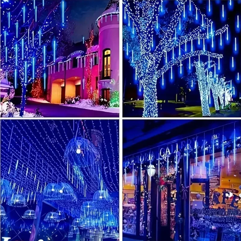 Description Picture 4 of item1/2/3/4 Set Patio Street Meteor Shower Festoon Led Light Outdoor Garlands Garden Light Xmas Tree Decor for Christmas Decorations