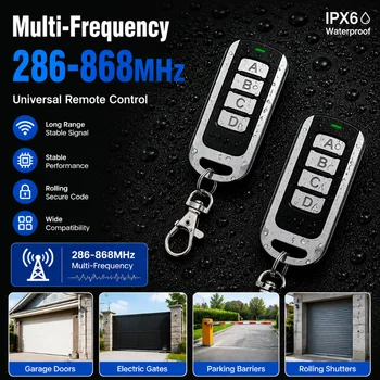 Telecomando Duplicatore RF Multifrequenza 286-868MHz a 4 Canali Impermeabile per Cancelli e Garage, Clonatore 433MHz 315MHz, Trasmettitore Portachiavi