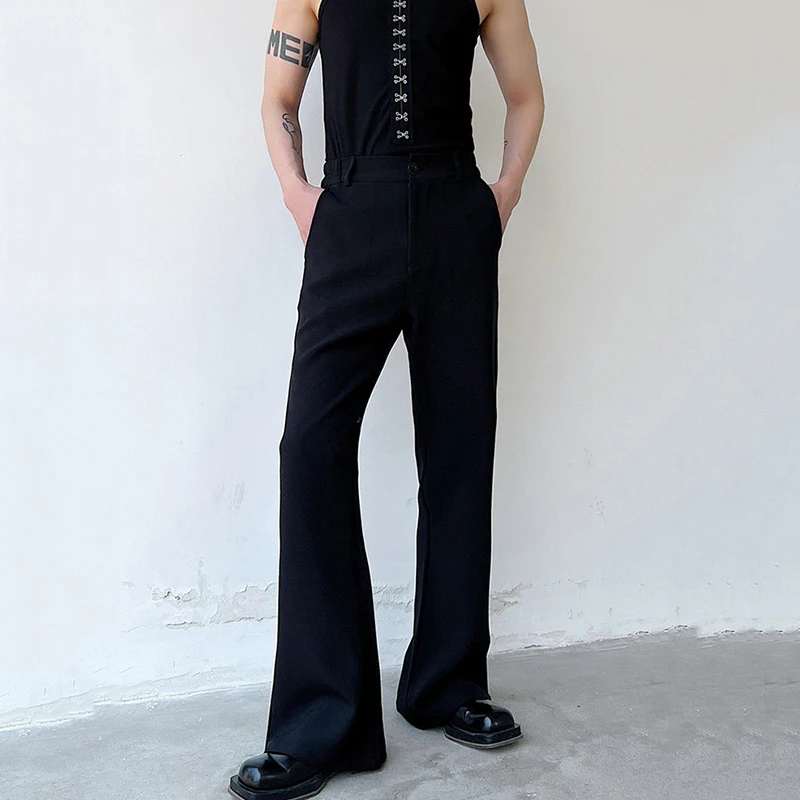 Men Wide Leg Pants Korean Fashion Leisure Bell Bottoms Personality Style Versatile Trend Solid Color Simple Trousers