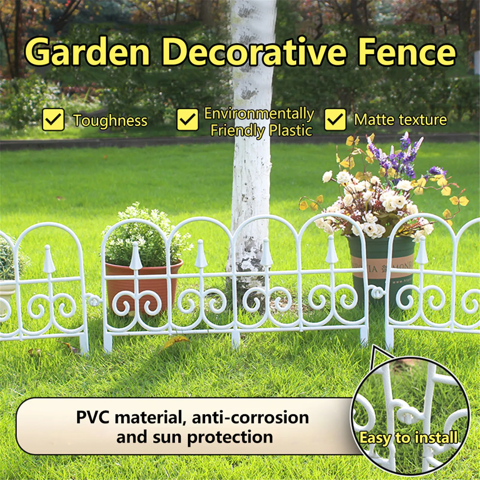 5PCS Garden Border Decorative Garden Fence Edging Outdoor Plant Bordering Lawn Edging Fence For Yard Decoration