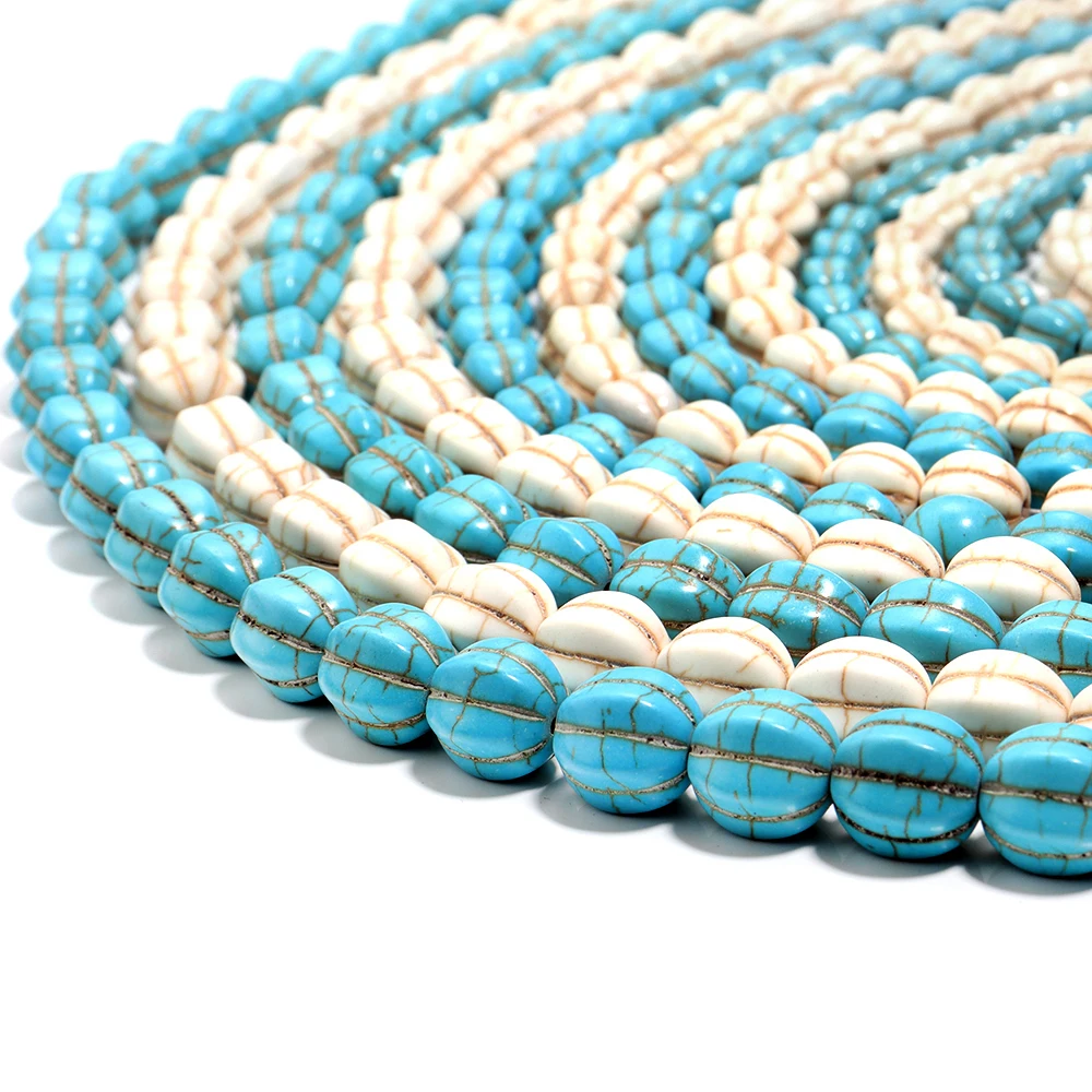 Strand Blue/ White Color Turquoise Beads Pumpkin Shape Beads