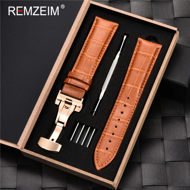 Luxury Calf Genuine Leather Watch Strap with Gift Box