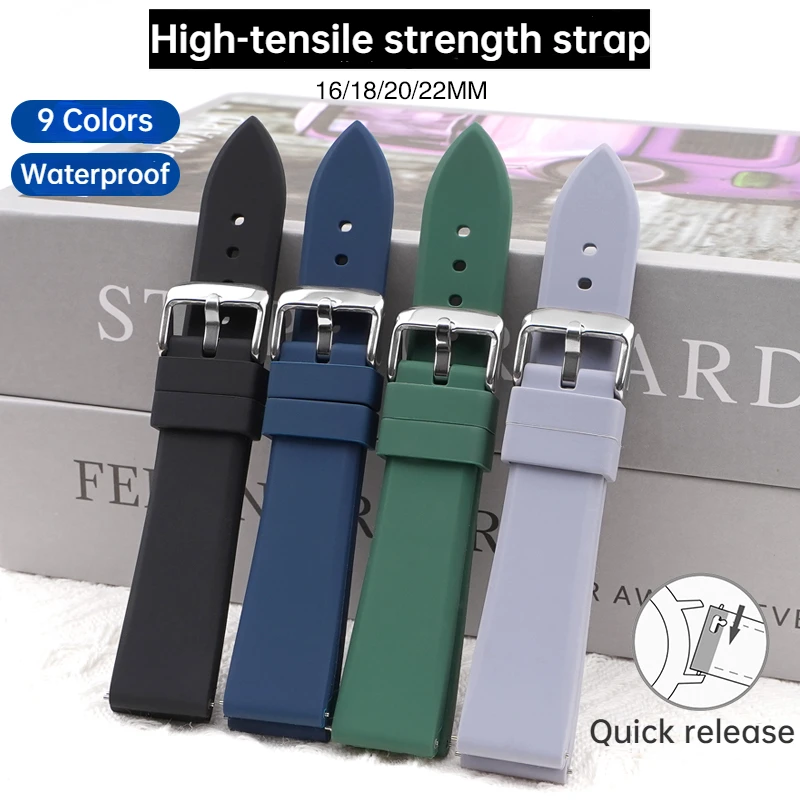 

16mm 18mm 20mm 22mm Quick Release Watchband Soft Waterproof Silicone Watch Band Watches Accessories Replacemennt Bracelet