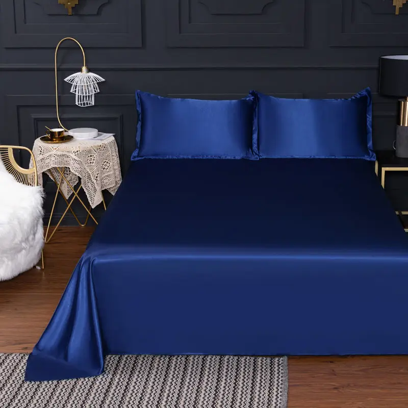 Ice Silk Bed Sheet Satin Sheet Pillowcase Single Bed Cover Full Bed Linens Double Bed Sheets Mattress Pad Bedspread 13 Color 4