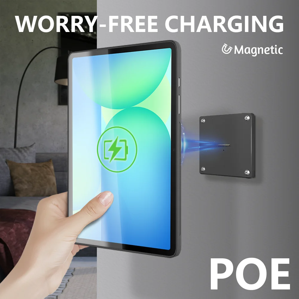 삼성 갤럭시 탭 S10 FE 10.9인치용 POE 태블릿 거치대, 벽걸이형 충전 스테이션, 스마트 월 마운트 충전