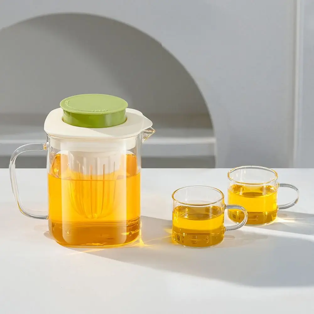 Separation Glass Teacup with Lid Heat-resistant Detachable Clear Tea Maker Built-In Filter Large Capacity Glass Tea Mug Juice