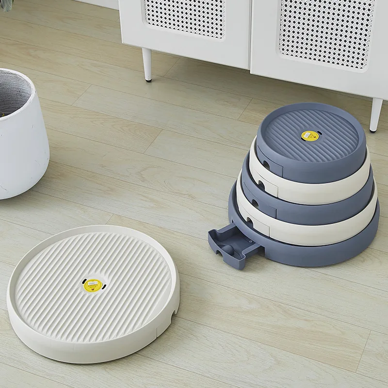 Flower pot bottom tray, flower box base, plastic thickened resin circular household drain pan, no wheel for draining water