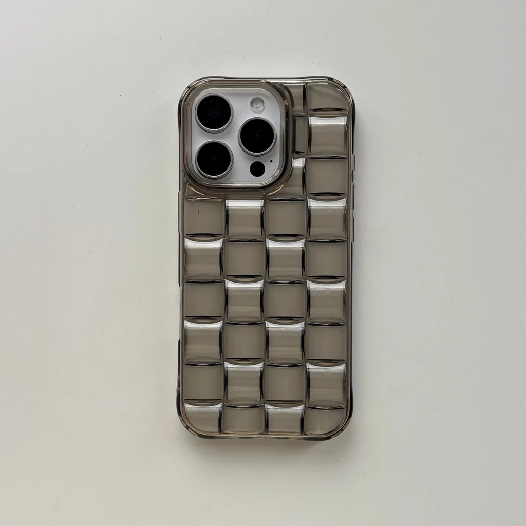 Creative Transparent Green-Grey 3D Weaving Pattern Phone Cover Case