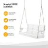 Heavy Duty 1600 LBS HDPE Porch Swing Outdoor with Rotatable Cup Holder, 4 FT Patio Bench Swing with Adjustable Chains, 2 2