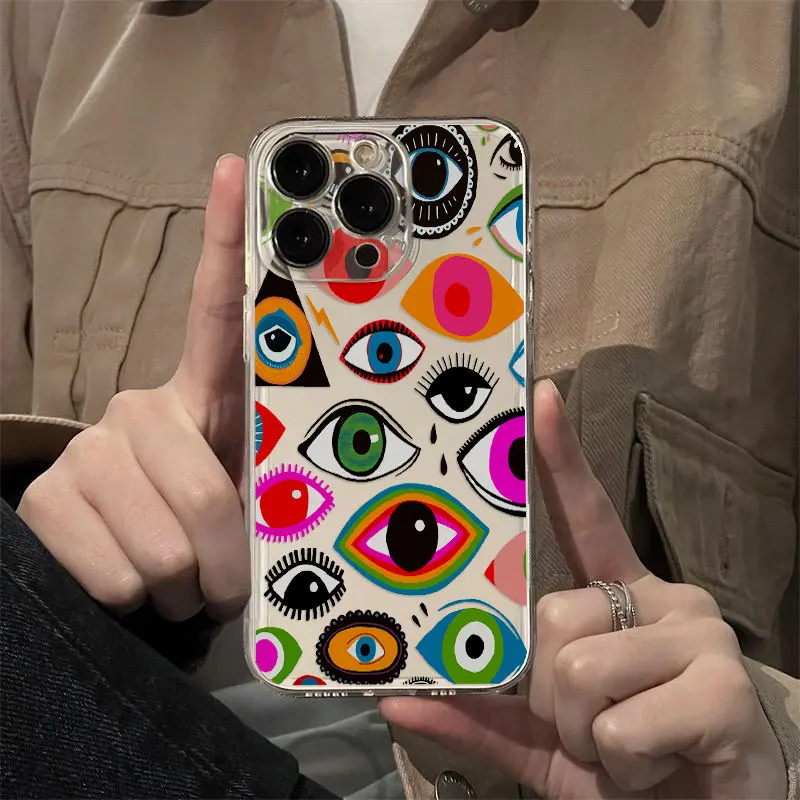 Y2K Blue Evil Eye Clear Soft TPU Phone Case