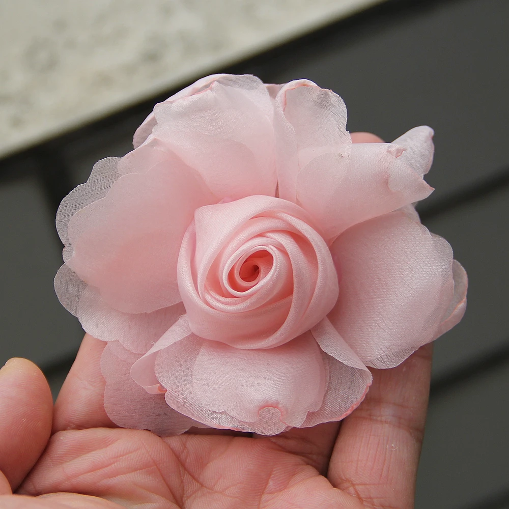 10 Stück Koreanischer Stil 8cm Künstliche Rosen für Damen-Haaraccessoires Elegante Organza-Florale Haarblumen für Mädchen – Detail 3