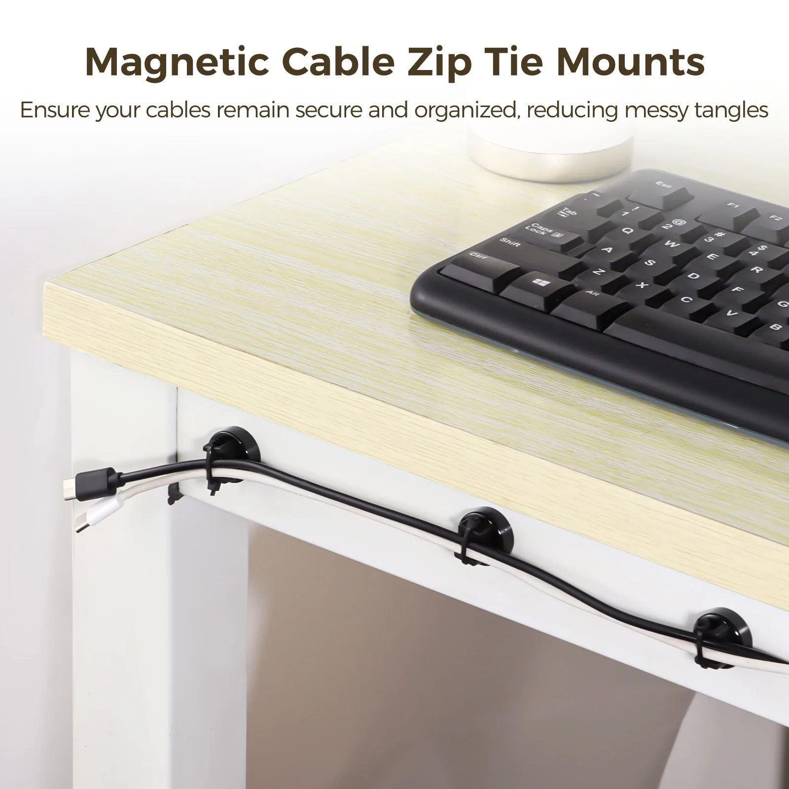 50Pcs Magnetic Cable Zip Tie Mounts Magnets Magnetic Cable Holder For Management Wire Management Bases Wire Clips