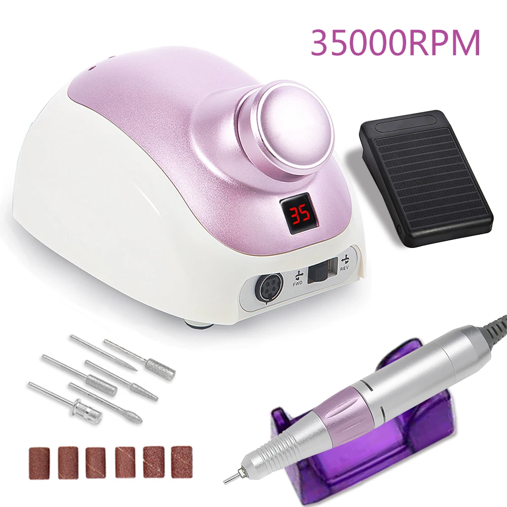 32W Electric Nail Drill Manicure Machine 35000Rpm Professional Nail File Manicure Knife with