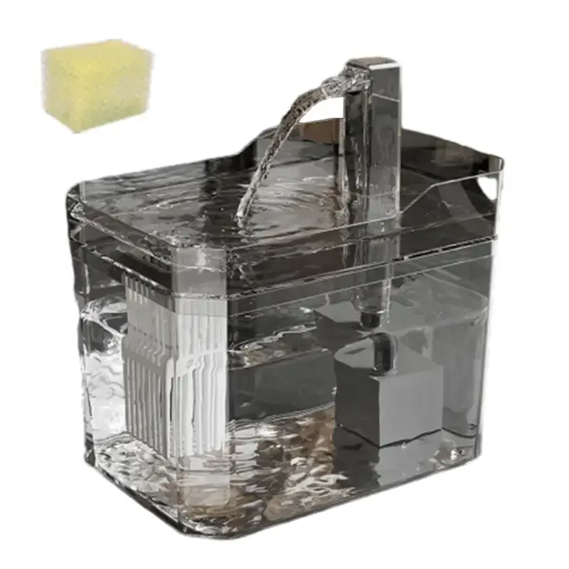 Transparent Cat Water Fountain with Auto Filter and Recirculating Dispenser