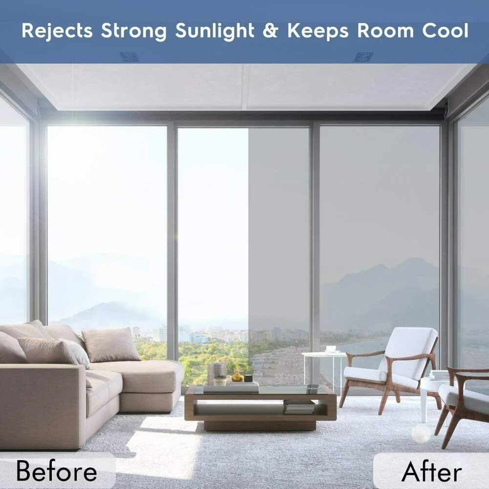 Window Privacy Film 1/2M Way Mirror Glass Self-Adhesive UV Reflective Heat Insulation Tint For Home Office Decor window film window privacy film window sticker