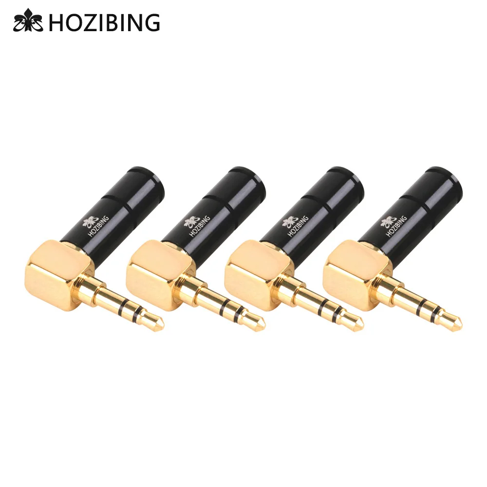 

4pcs 3Poles Right Angle Earphone Plug Gold Plated Wire Connectors Fit for 6mm Cable DIY Play Aluminum Alloy Tube