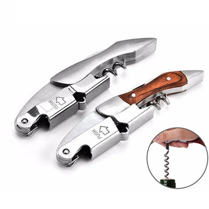 Wood Handle Professional Red Wine Opener Portable Screw Corkscrew Multifunction Wine Bottle Opener Kitchen Tools Beer Openers kitchen tools wine opener multifunctional tool wine corkscrew