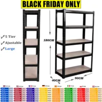 180cm/70.8" Garage Shelving Heavy Duty Garage Storage Shelves Load 1929Lbs, Wide Heavy Duty Shelving, Adjustable 5-Tier Metal 1