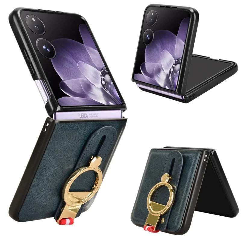 Luxury Leather Stand Case with Wristband and Ring Opener