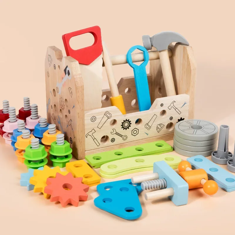 Multiple Play Modes Fun Assembly 3-in-1 Tool Table Engineer Role-playing Nut Removal Screw Wooden Kids Tools Boys Toys Gifts
