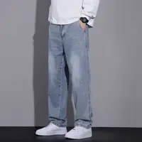 New High Quality Men's Y2K Denim Pants Autumn Winter Loose Breathable Sports Straight Wide Leg Casual Trouser Male Vintage Jeans