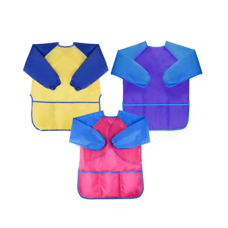 Baby Boys Girls Feeding Bibs Long Sleeve Apron Waterproof for Kids School Painting Drawing Children Art Scraft Smock Burp Cloths