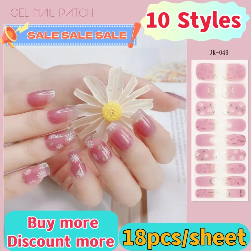 

2/1pcs Gel Nail Strips Patch Sliders Flowers Gradient Color Adhesive Full Cover Gel Nail Stcikers UV Lamp Cured Manicure Tools