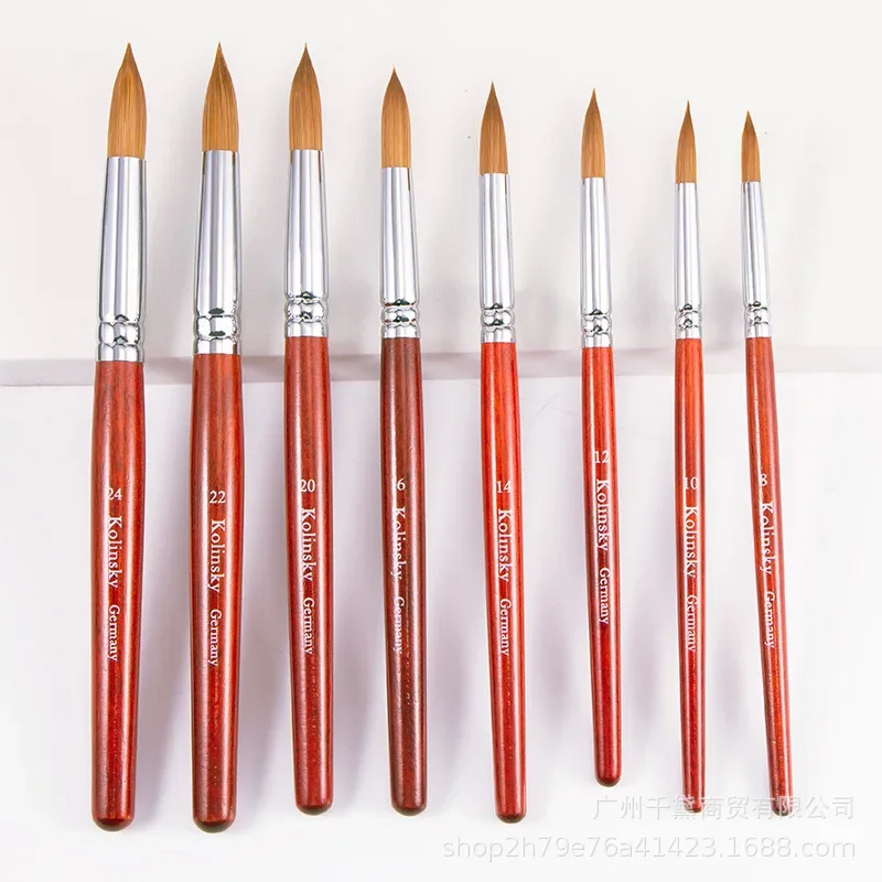 Kolinsky Acrylic Nail Brush Good Quality Nail Art Mink Brush Wood Handle Gel Builder Manicure Brush Drawing Tools Size 6-24 2