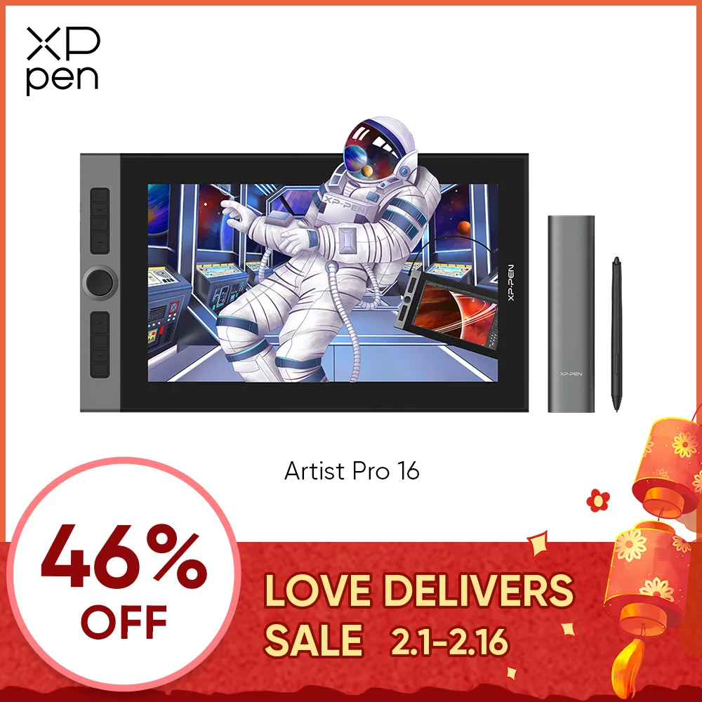 Xppen Artist Pro 16 Monitor Per Tablet Grafico Con X3 Smart Chip Pen Tablet Monitor Da Disegno 15.6 Pollici 133% Srgb Per Windows Mac