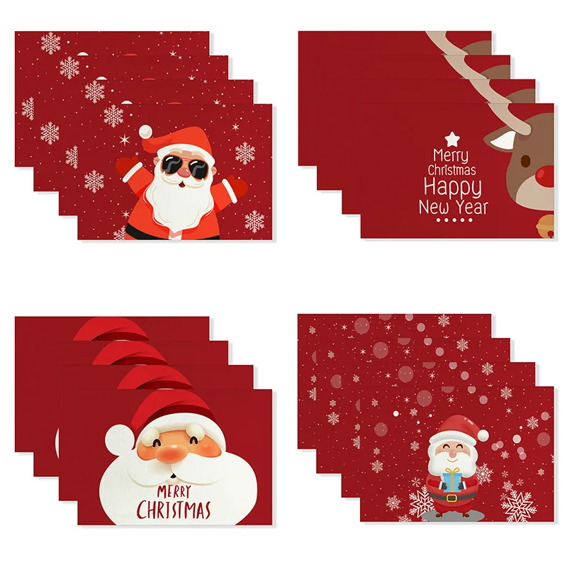 

1PC Red Christmas Placemats Santa Claus Snowflake Felt Cup Mat Anti-Skid Table Mat Kitchen Food Bowl Mat Cushion For Home Table