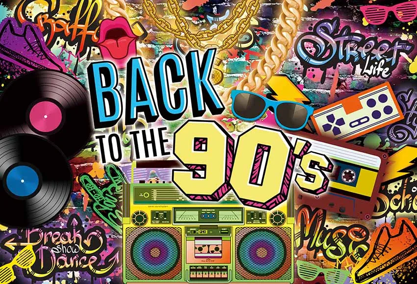 Mehofond Photography Background Back to The 90s Hip Hop Graffiti Retro Brick Wall Adult Birthday Decor Backdrop Photo Studio