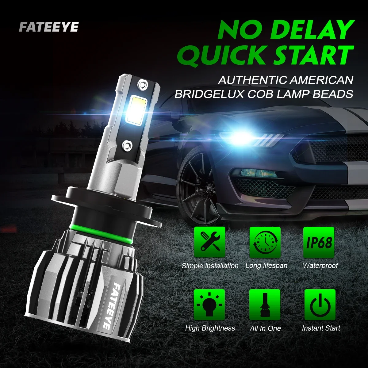 Led Car Lights Led Lights Led Bulbs Led Headlights Led Car Headlights Car Headlamps FATEEYE H7 Led Headlight H4 H11 H8 H9 Car Headlight Bulbs 60W 13000LM Bright 6500K White LED 12V H7 Car Lamps Auto Accessories