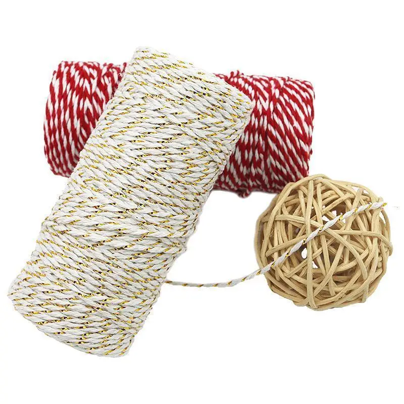 Small Binding Rope Thread (100meters/ Roll)2mm Two-color Cotton Rope Color Braided Thread Gift ...