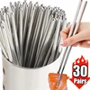 30/1Pair Chinese Chopsticks Stainless Steel Non-slip Sushi Chopstick Korean Japanese Food Metal Stick Reusable Kitchen Tableware