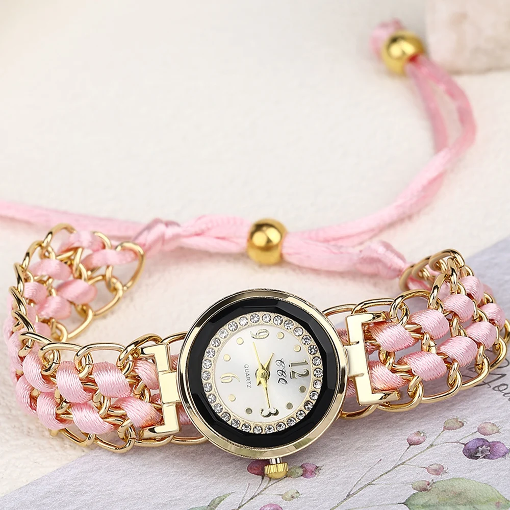 Women Quartz Bracelet Watches Summer Casual Adjustable Woven Strap