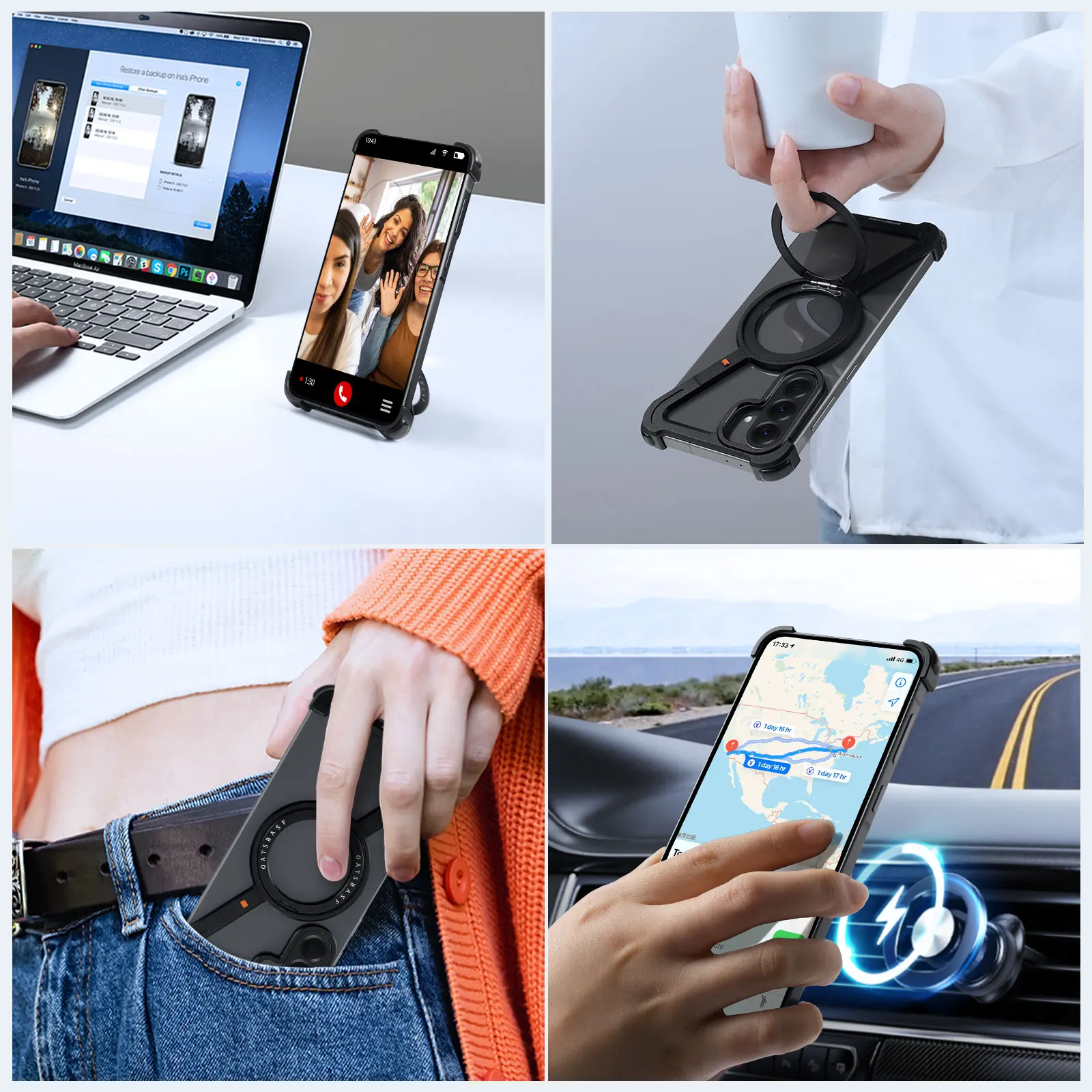 Eary for Samsung Galaxy A56 S25 Edge Phone Case With 360° Rotatable  Magnetic Ring Stand Frameless Shockproof Protector Cover