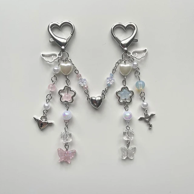 Pearly Angels Phone Strap ~ Beaded Keychain Charm Cute Girly Alt Coquette  Kawaii Y2k Aesthetic