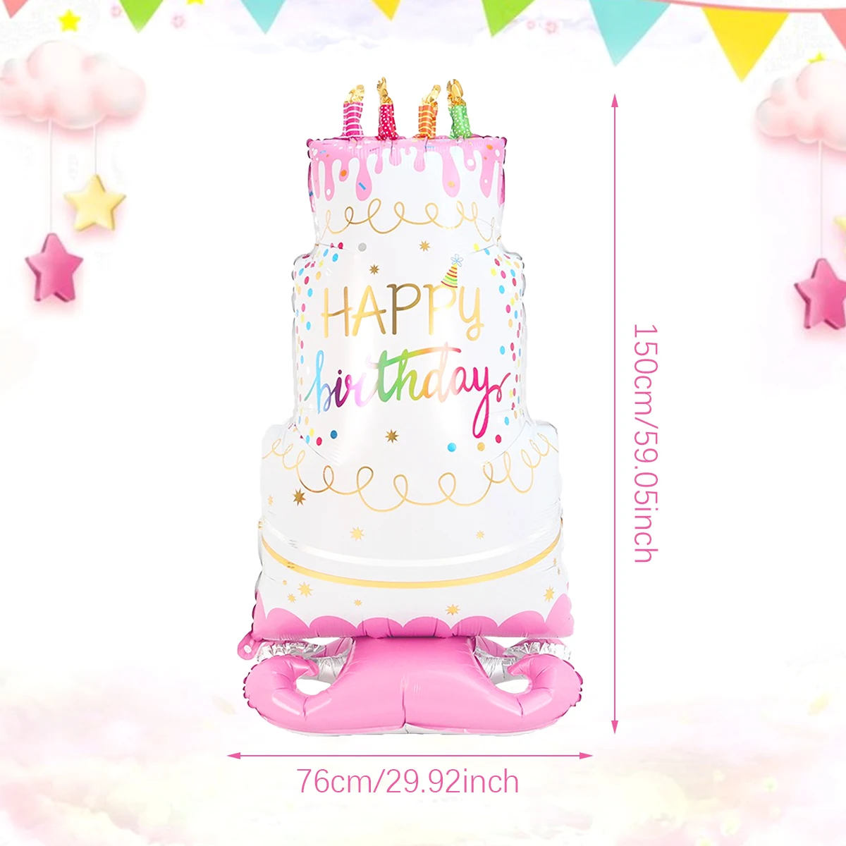 1 stücke Große Stehende Rosa Geburtstag Kuchen Aluminium Film Ballon Geburtstag Party Baby Taufe Thema Requisiten Szene Dekoration Lieferungen – Detail 8