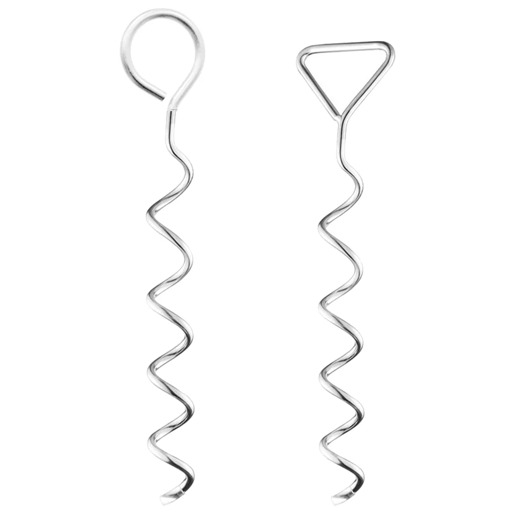 

2 Pcs Outdoor Stakes Heavy Duty 12 Inch Spiral Ground Anchors Iron Wire Dog Yard Garden