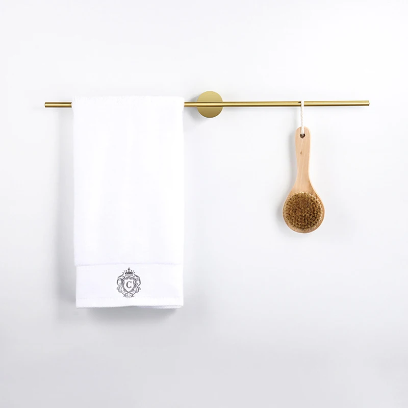 Towel Rack Creative Brushed Gold Adjustable Single Rod Bath Towel Rack Bathroom Bar