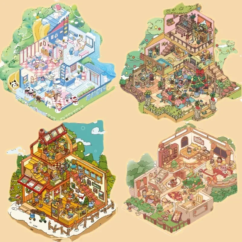 Cartoon Miniature Scene 3D Stickers Retro DIY PET Landscape Stickers Decompression Korean Stationery Scrapbooking Party Favors Keyboard Stickers 3D Stickers 3D Wall Stickers Anime Motion Stickers
