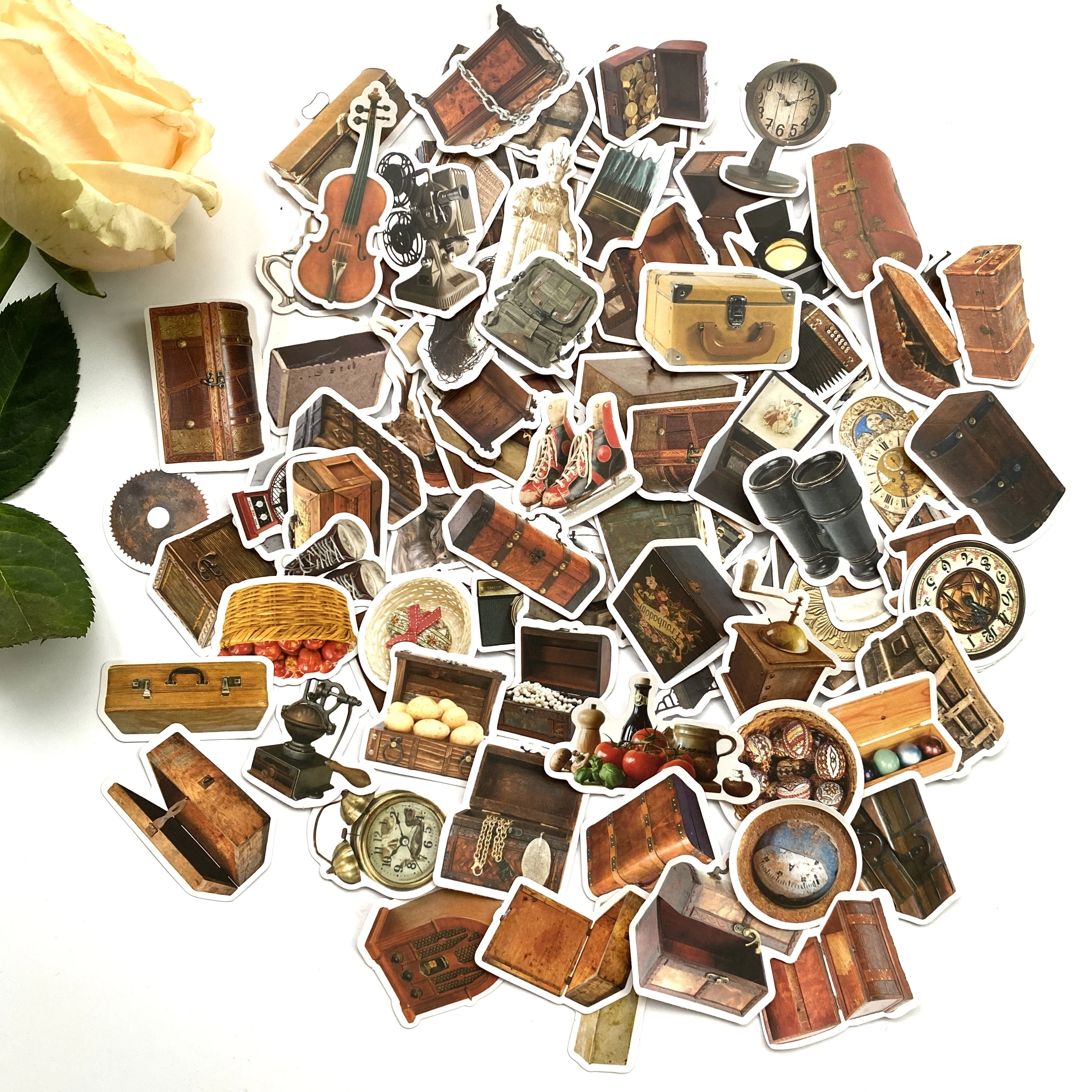 Diy Scrapbooking Accessories 99PCS Vintage Living Objects Luggage Stickers DIY Scrapbooking Journal Collage Phone Diary Album Happy Plan Gift Seal Decoration