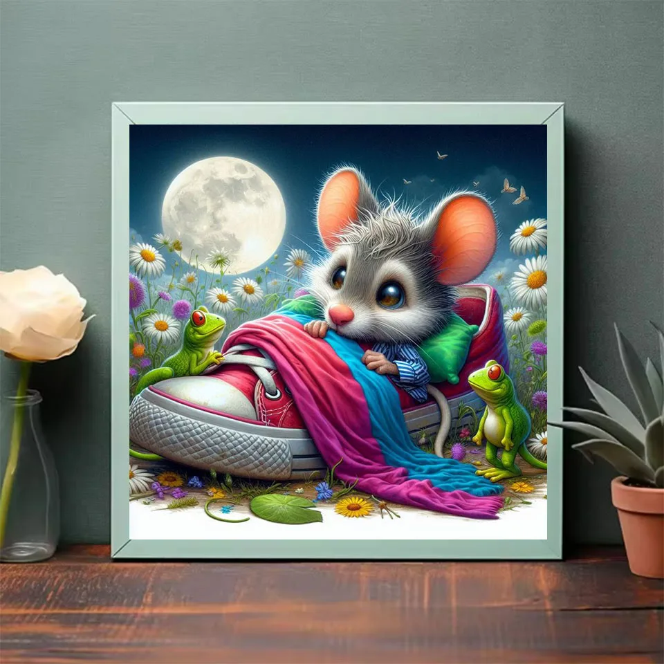 2025 Diamond Mosaic Cartoon Mouse Full Square Round Drill Diamond Painting animal shoe Embroidery rhinestone Home Decoration diamond painting