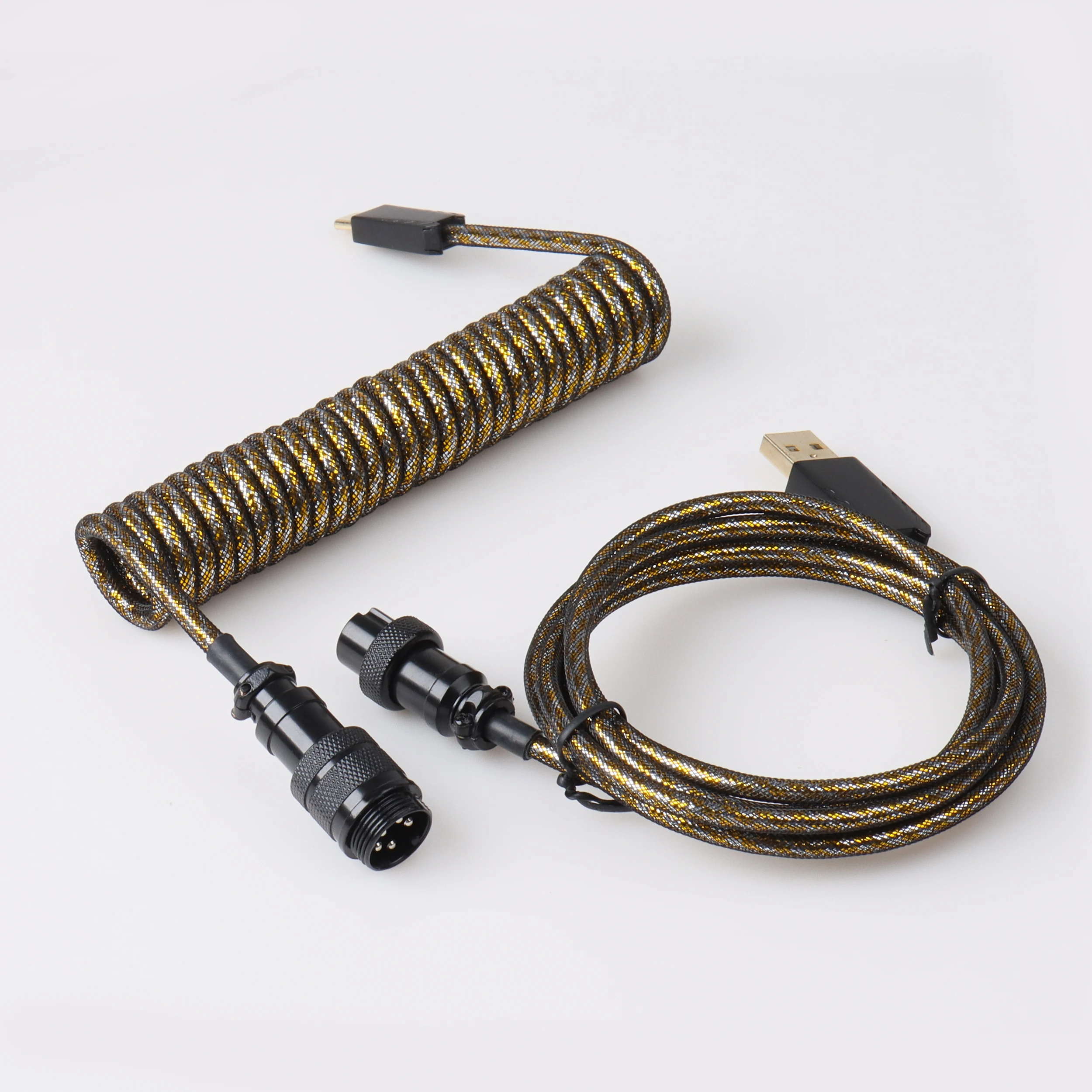 Lano-espiral Teclado Gaming Mecânica Usb c Colorido Cabo Coil Aviator Connector Teclado Enrolado Aviação Cabo Gx16 Mais Novo - Imagem 4