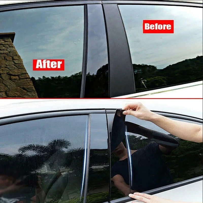 자동차 스티커 B C 기둥 포스트 문짝 창 트림 커버 데칼, 혼다 CR-V CRV 2007 2008 2009 2010 2011 외부 액세서리, 6 개