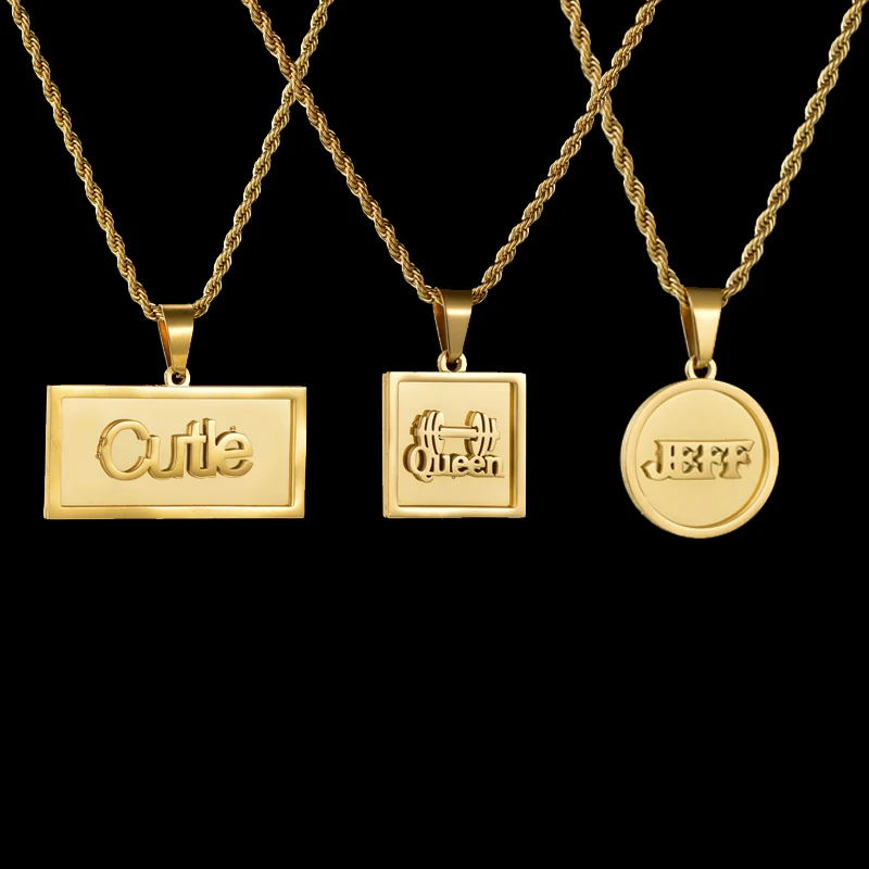 

Mens Custom Double Layer Welding Name Pendant Necklace for Women High-End Stainless Steel Jewelry Personalized Twist Chain Gift