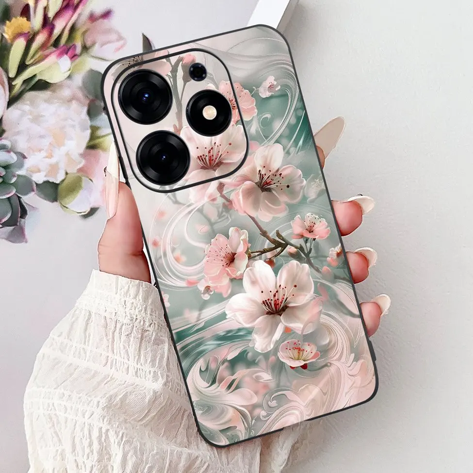 Silicone Cute Fashion Flower Painted Soft Back Cover
