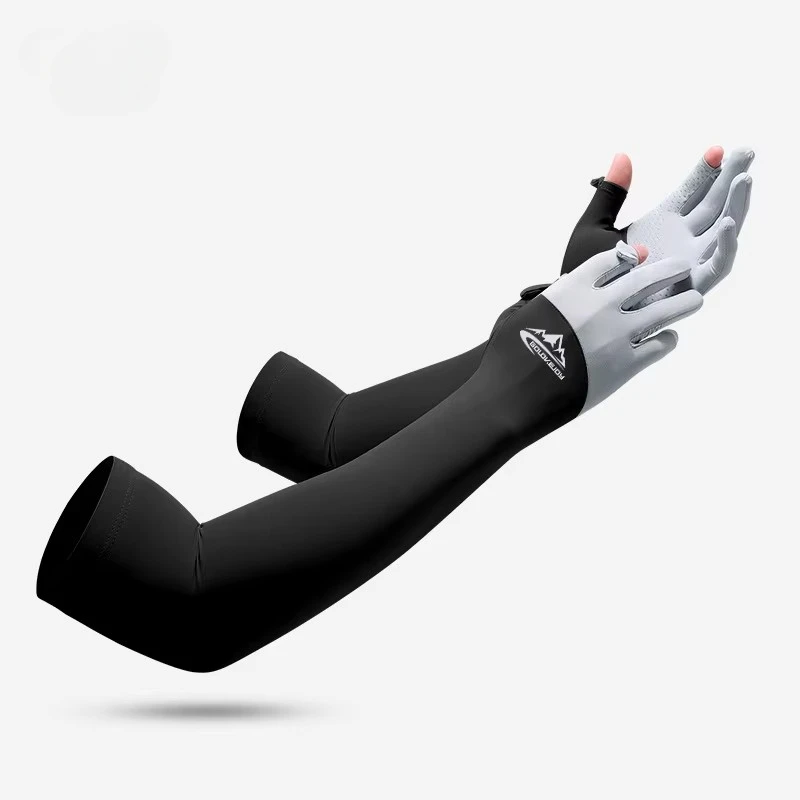 Ice Silk Sun Protection Breathable Arm Sleeve , Fishing Gloves for Men, Outdoor Fishing and Cycling, 5 Finger Gloves, XG47
